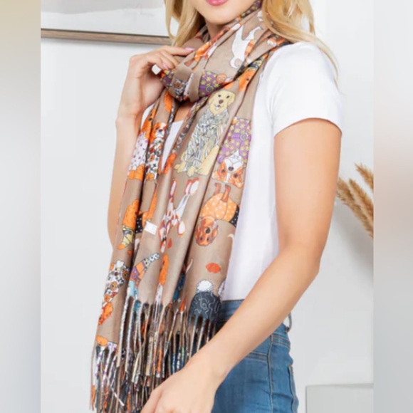 Dogs Wearing Clothes Print Scarf - Picture 6 of 7